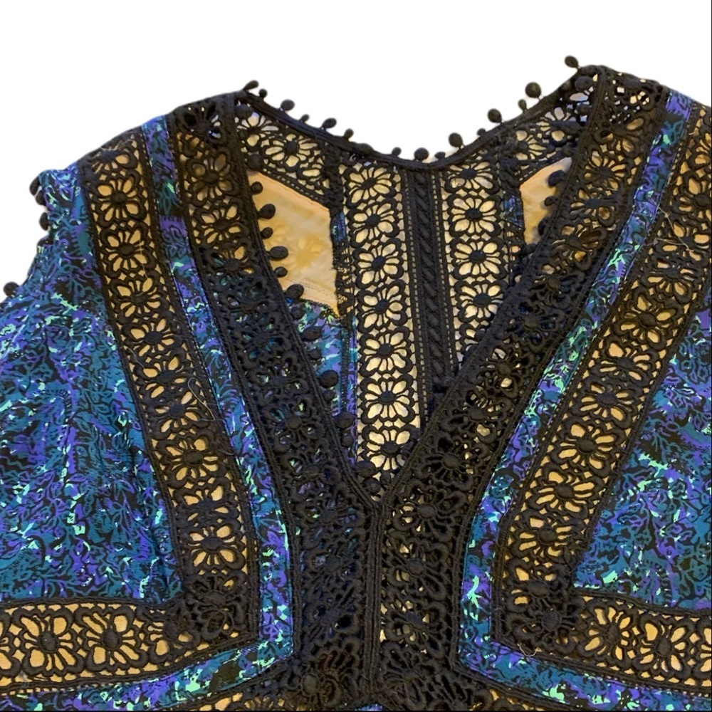 REBECCA TAYLOR Blue Cold Shoulder Top - Picture 5 of 7